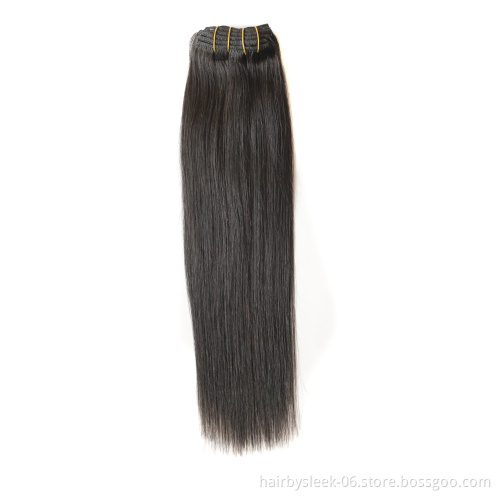 Rebecca Fashion 7 pieces each double drawn 100g real virgin remy seamless double weft straight wave clip in hair extensions